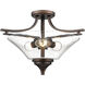 Natalie 3 Light 19 inch Rubbed Bronze Indoor Semi-Flush Ceiling Light